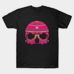 Beautiful Skull T-shirt with marijuana color and one eye T-Shirt